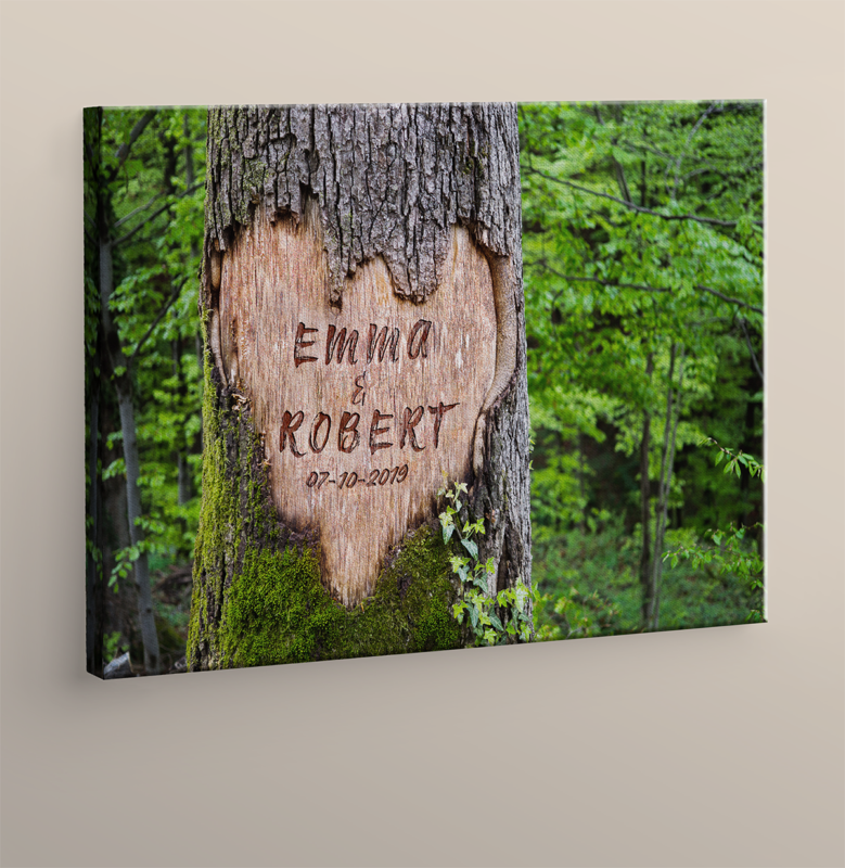 8x10 Flat Canvas Art Heart shaped tree Laser Engraved Etching