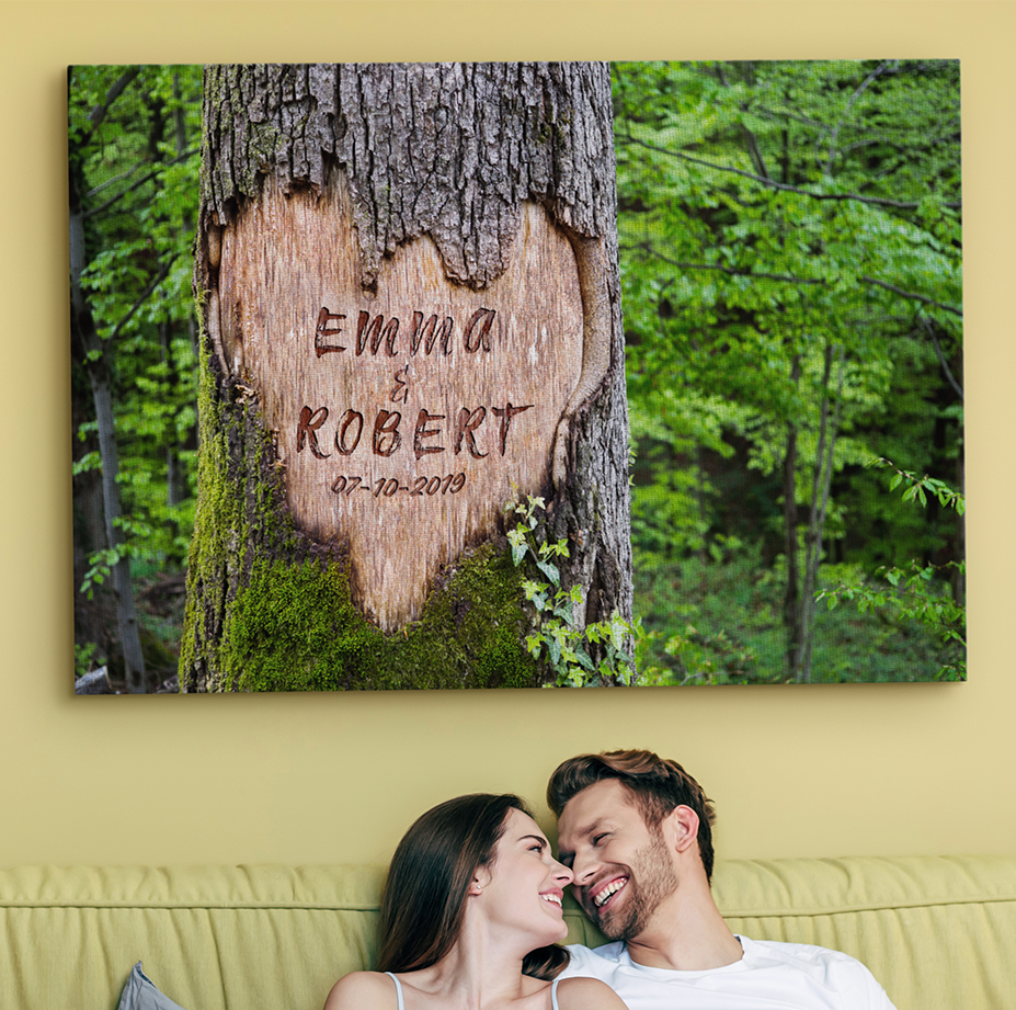Tree Heart Personalized Couples Wall Art Canvas Print - Lucid Crafts